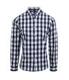 PR350 Premier Ladies Mulligan Check Long Sleeve Shirt White / Navy colour image